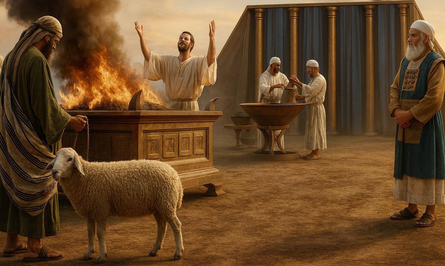 Imagery representing the Law of Moses and sacrificial system