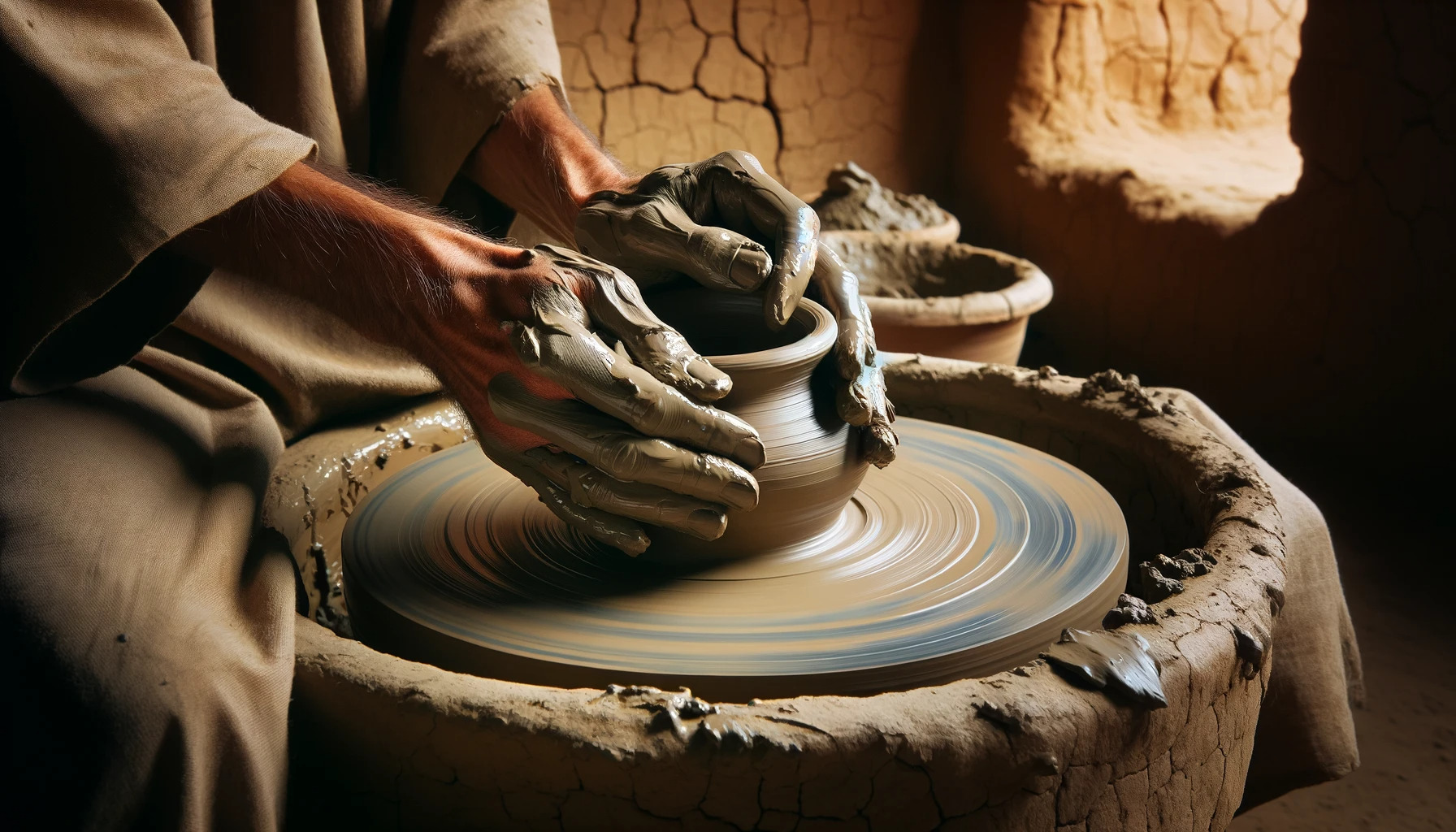 Clay in the hands of a potter, symbolizing God’s shaping of a disciple